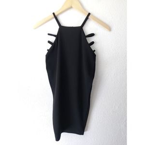 Nookie Black Strappy Cut Out Shoulders Mini Bodycon Dress Size S